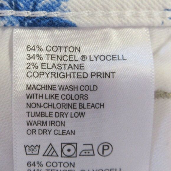 TOMMY BAHAMA DENIM White Blue Printed Jean Shorts 27 Tropical Palm Trees Sailing - Picture 10 of 15